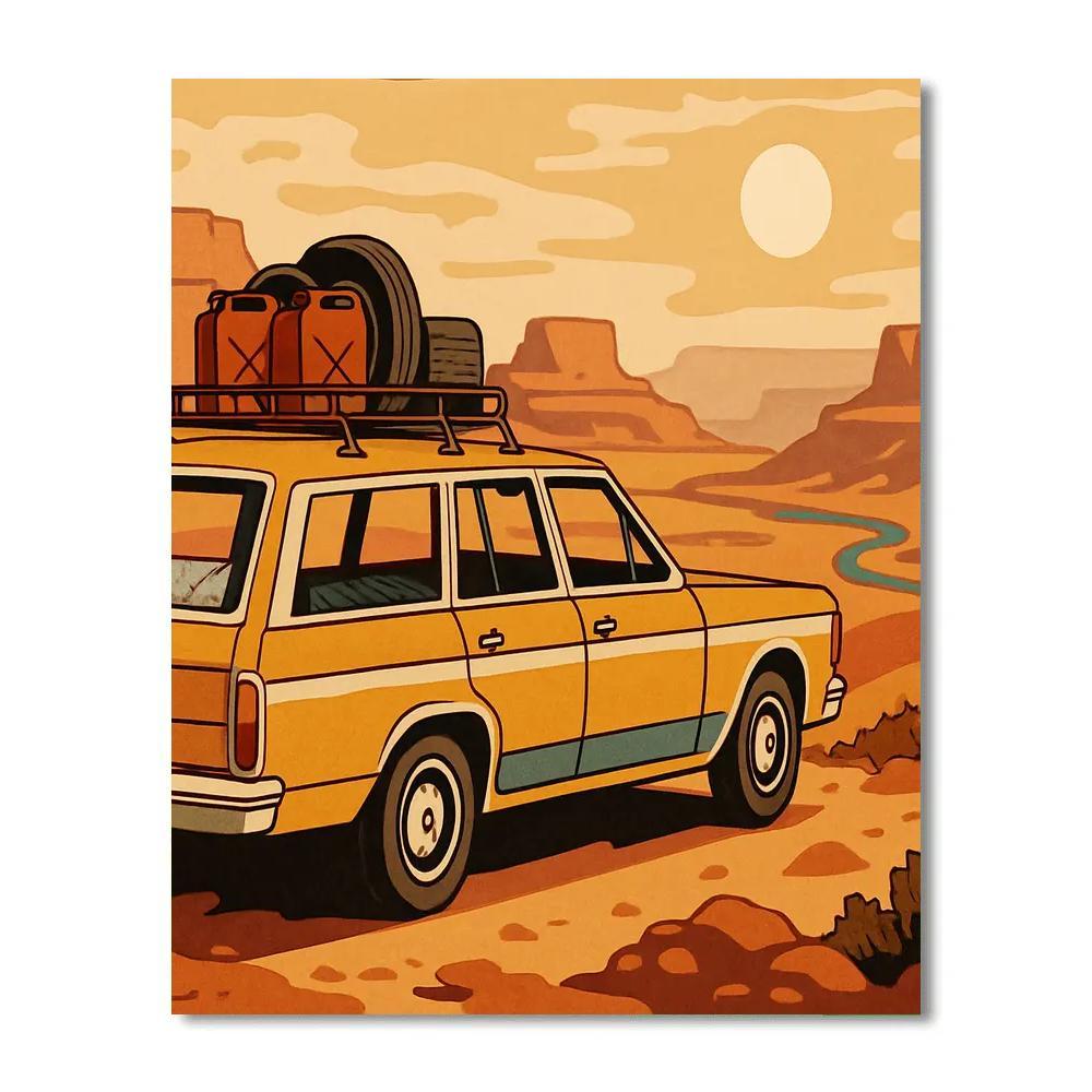 Desert Overlook Road Trip With Cars Numbered painting kits