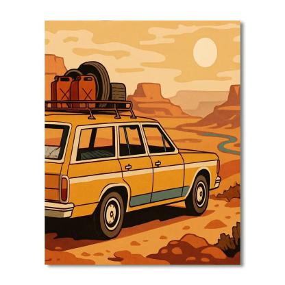 Desert Overlook Road Trip With Cars Numbered painting kits