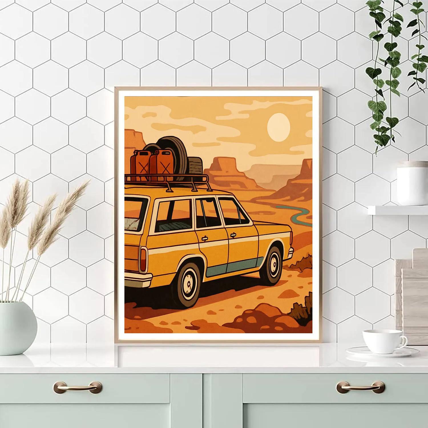Desert Overlook Road Trip With Cars Numbered painting kits
