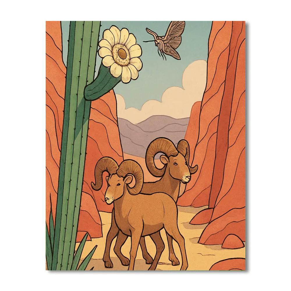 Wind Etched Desert Cactus Caravan Painting by numbers kit