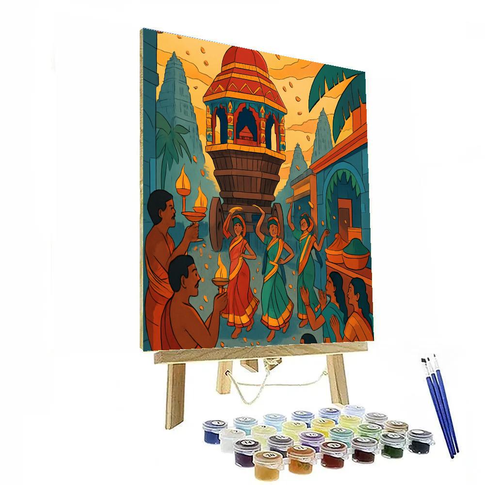 Temple Chariot Procession In India Paint by numbers art