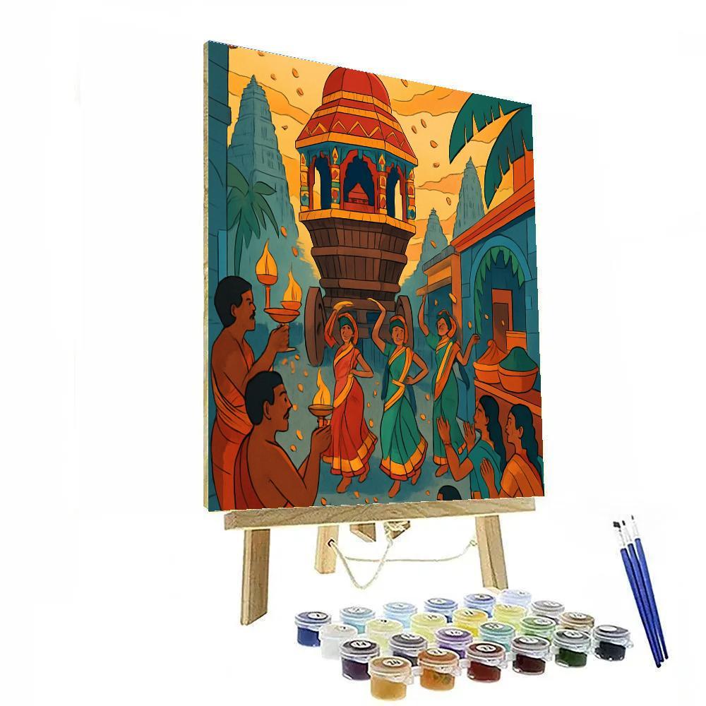 Temple Chariot Procession In India Paint by numbers art