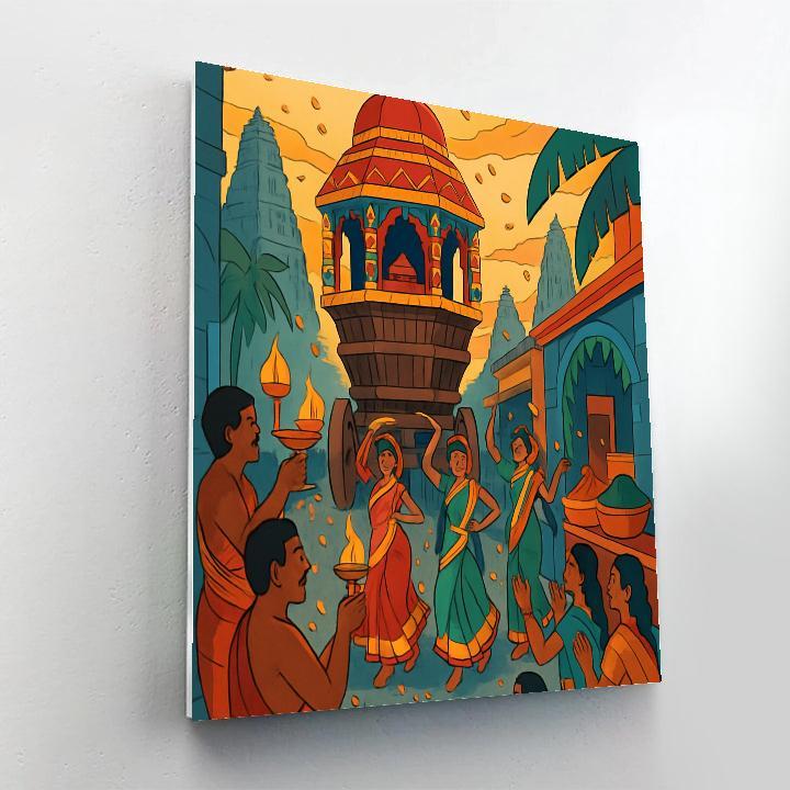 Temple Chariot Procession In India Paint by numbers art