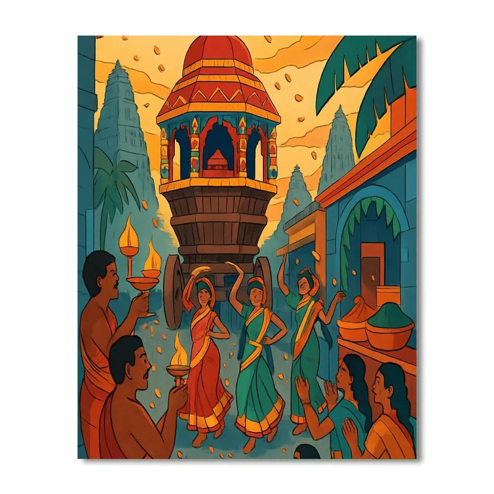 Temple Chariot Procession In India Paint by numbers art
