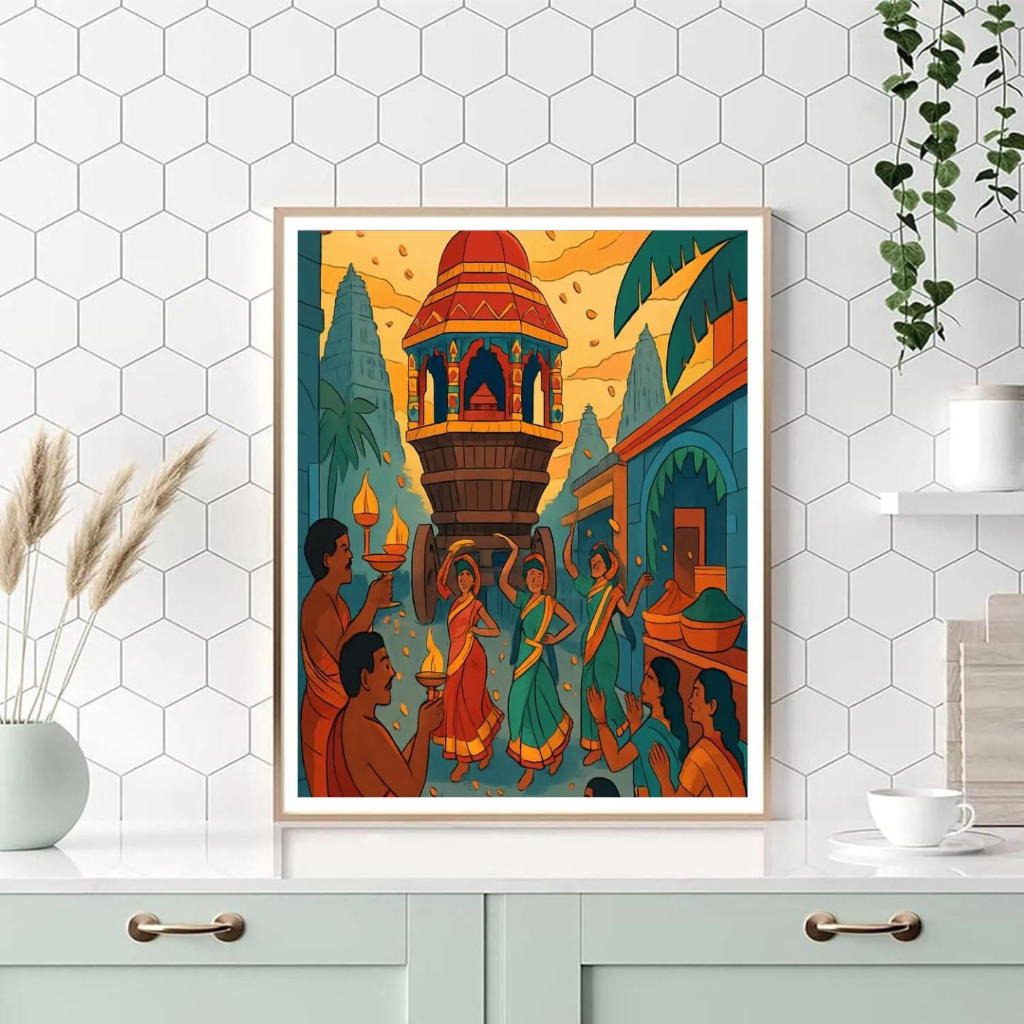 Temple Chariot Procession In India Paint by numbers art