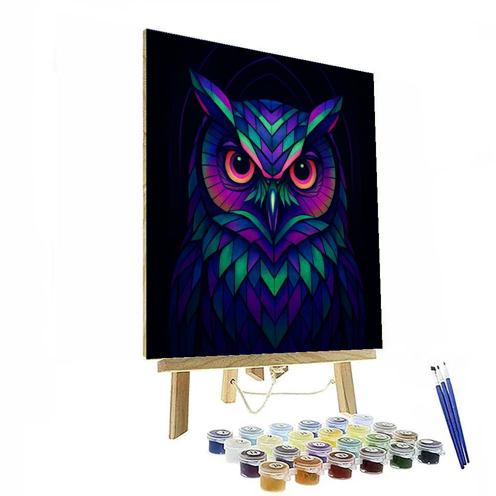 Neon Cathedral Owl DIY paint by numbers