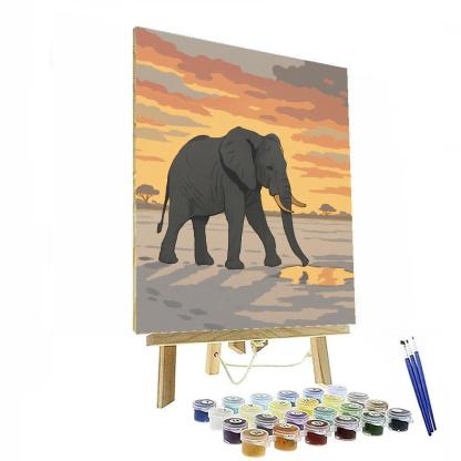Salt Pan Mirage With Elephant Numbered painting kits