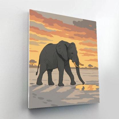 Salt Pan Mirage With Elephant Numbered painting kits