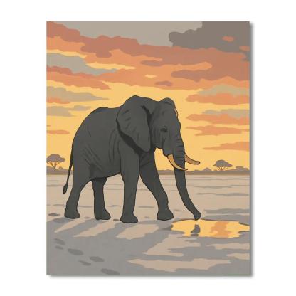 Salt Pan Mirage With Elephant Numbered painting kits