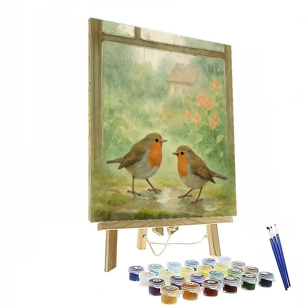 Robins And Rainwashed Window Garden DIY paint by numbers