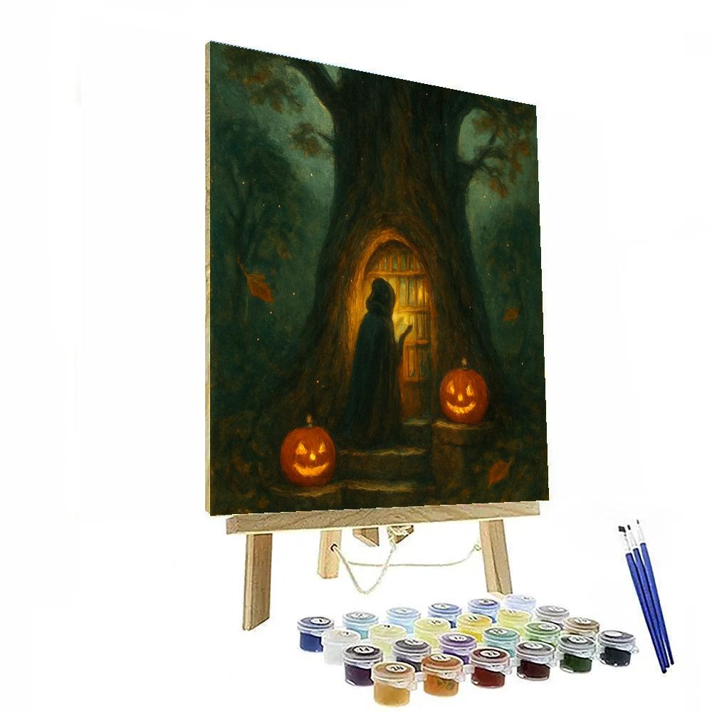 Autumn Library Under A Haunted Tree Number painting