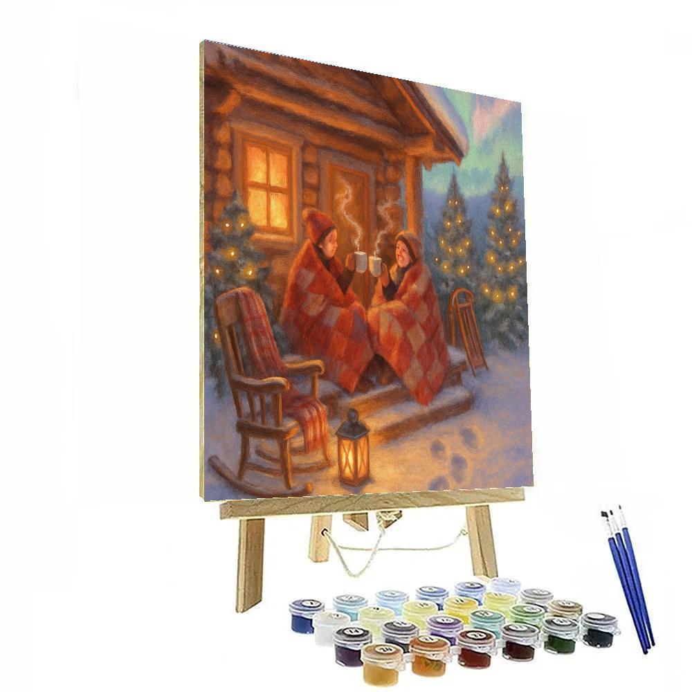 Cocoa Steam And Northern Lights Cabin Paint by numbers kits