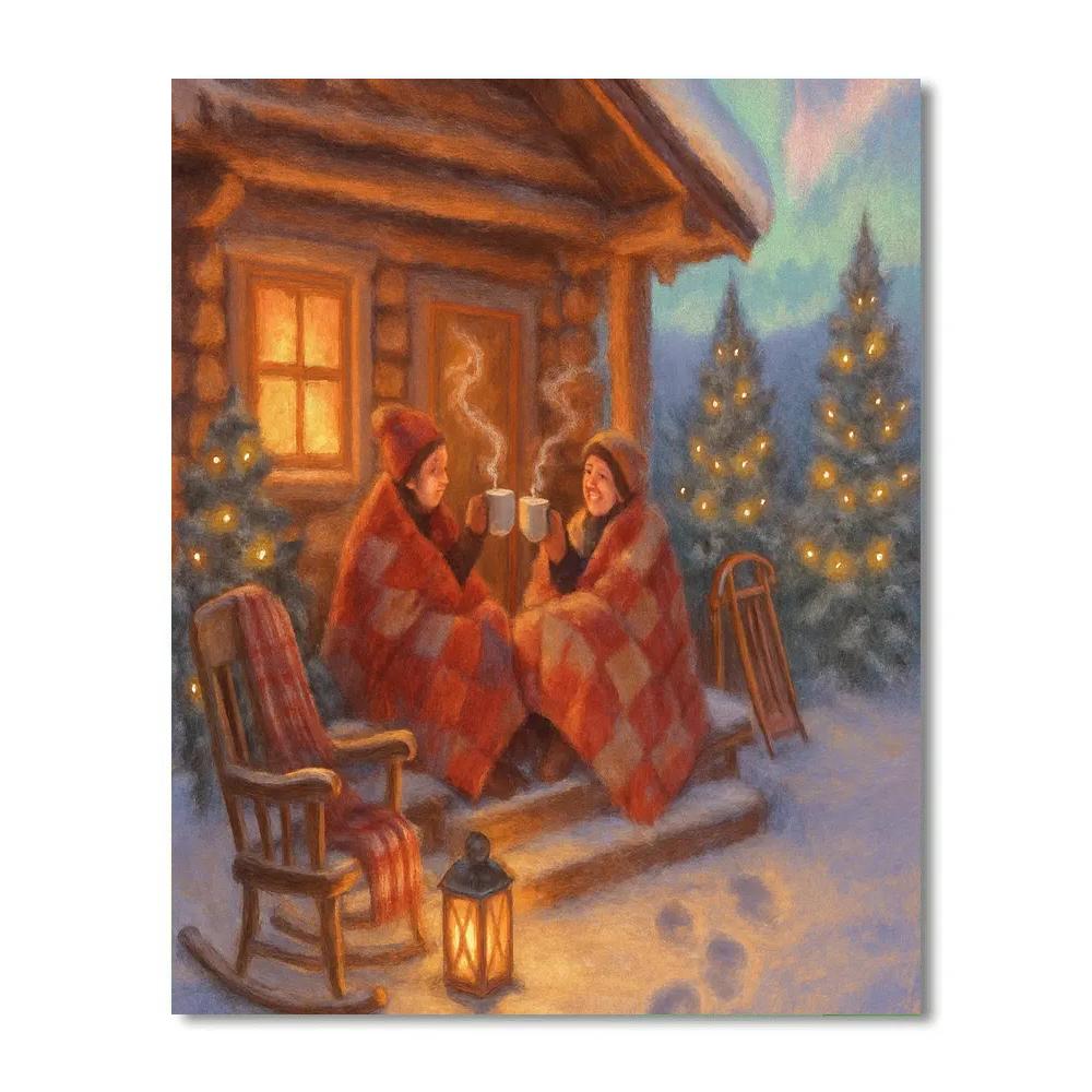 Cocoa Steam And Northern Lights Cabin Paint by numbers kits