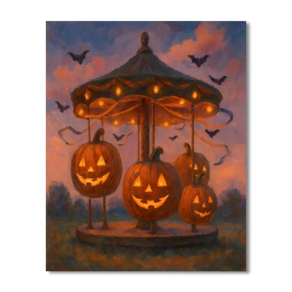 Jack O Lantern Carousel In The Meadow paint by color
