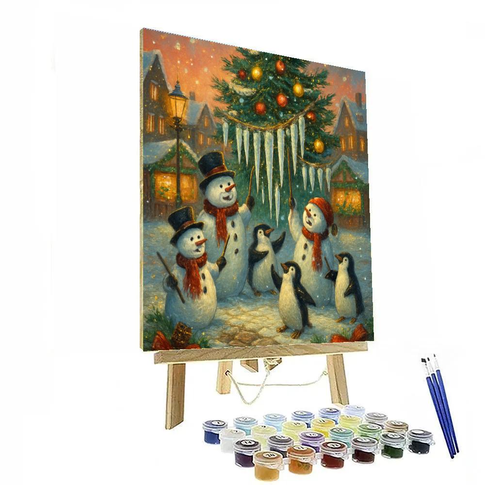 The Icicle Orchestra In Town Square paint by color