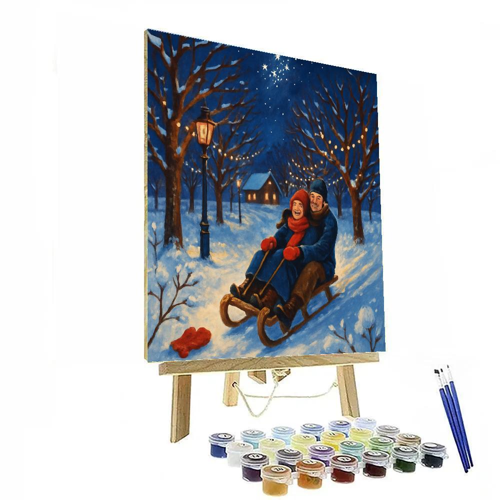 Midnight Sled Ride Through Starlit Orchard Painting by numbers kit