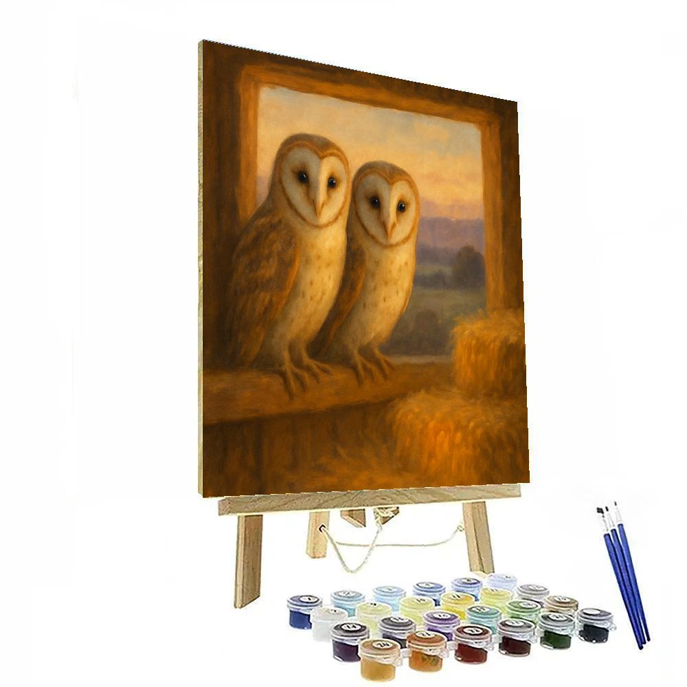 Barn Owls In The Candlelit Hayloft Quiet Numbered painting kits