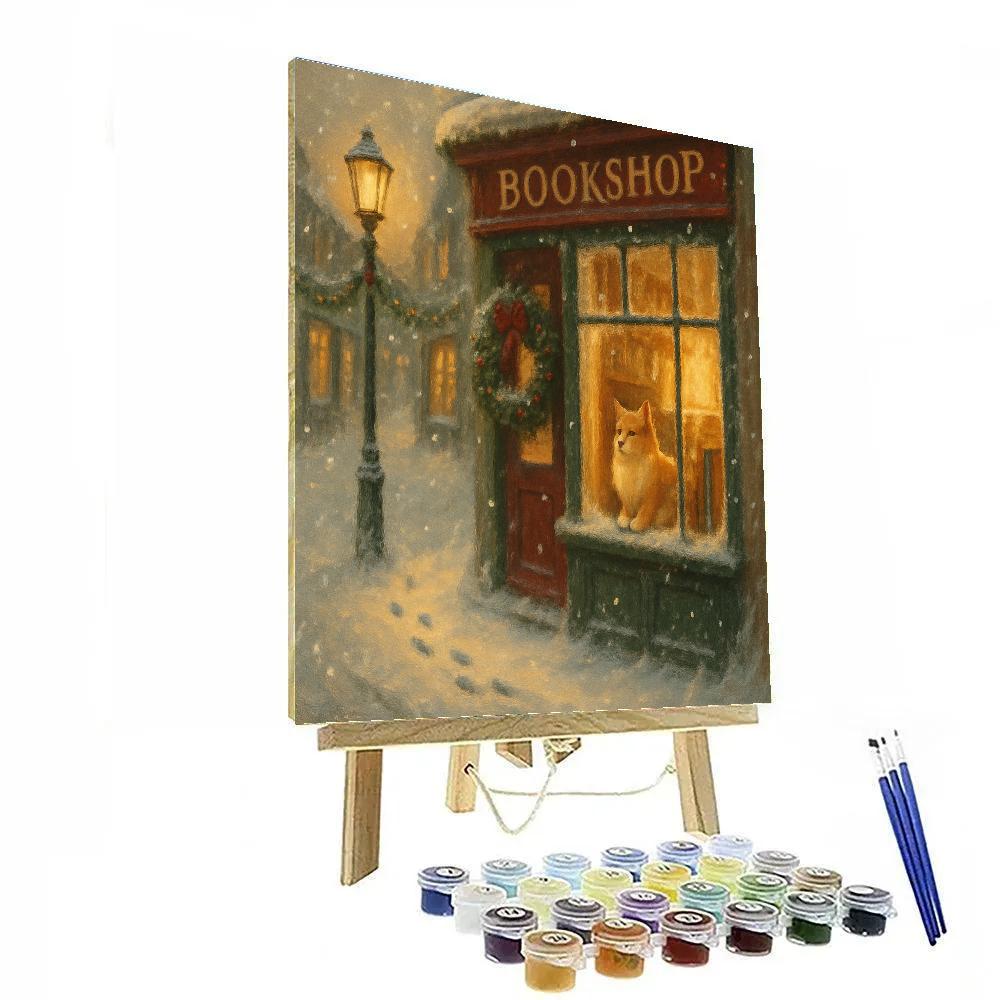 The Frosted Bookshop Window Scene Painting by numbers kit