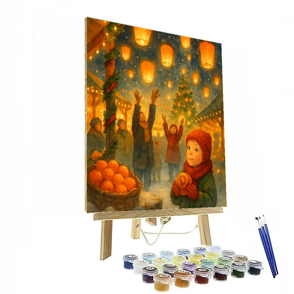 Holiday Market Of Floating Paper Lanterns paint by numbers