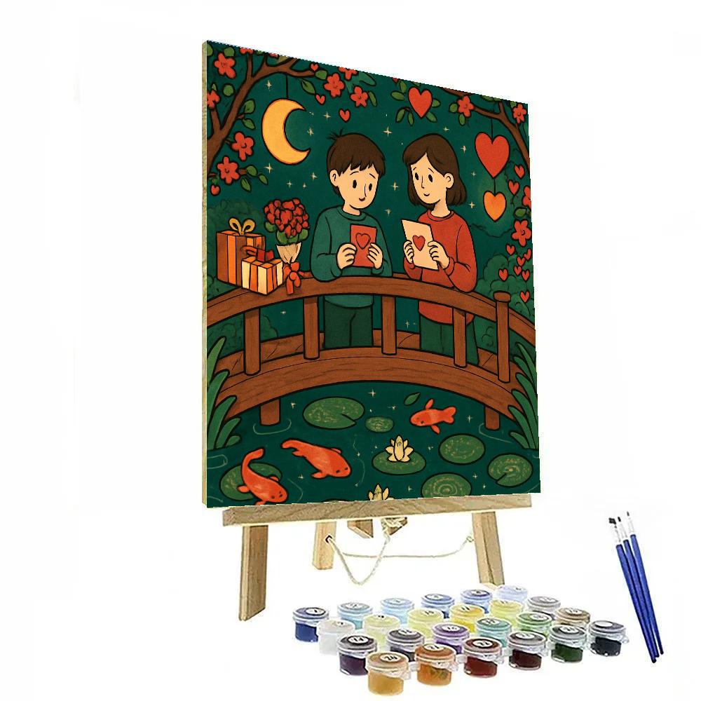 Garden Bridge Romance Valentines Day Edition Numbered painting kits