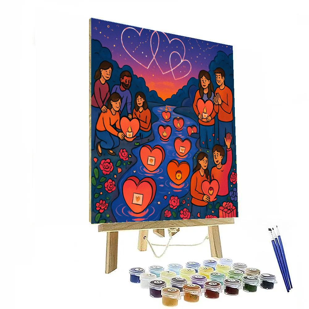 Lantern River Parade Of The Valentines Day paint by color