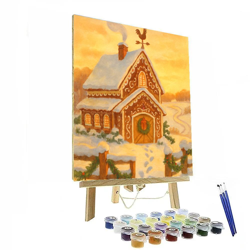 Gingerbread Farmhouse At Golden Dawn Numbered painting kits