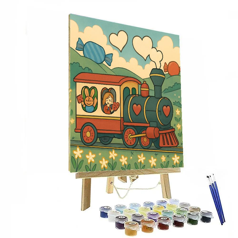 Valentines Day Train Through The Star Meadow painting number kit