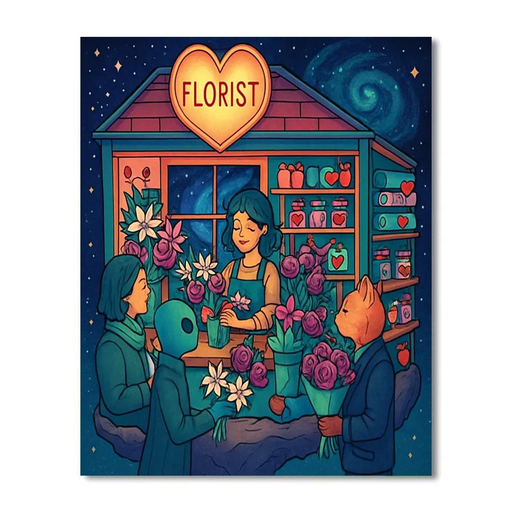 Cosmic Florist Shop For Valentines Day Souls Paint by numbers kits