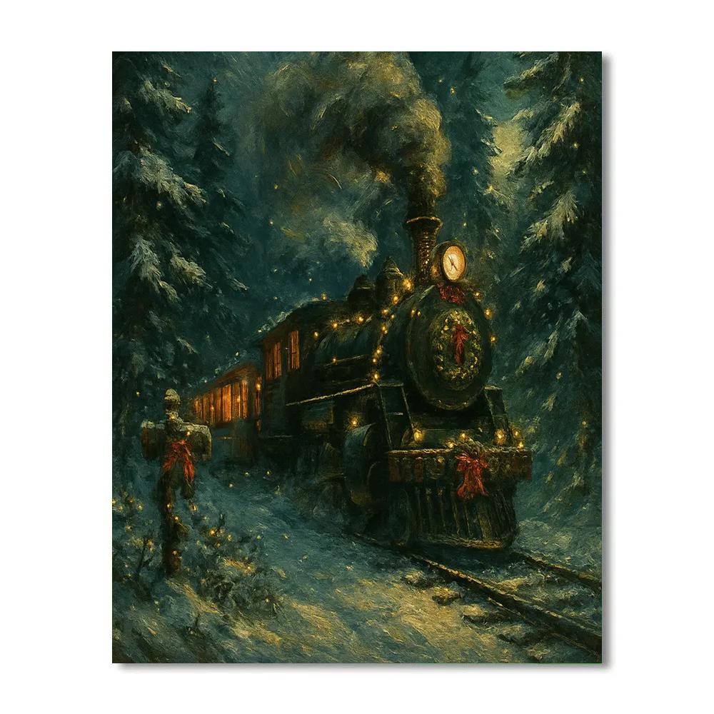 Train Through The Everlasting Snow Tunnel DIY paint by numbers
