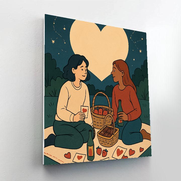 Moonlight Picnic In Valentines Day Glow paint by numbers