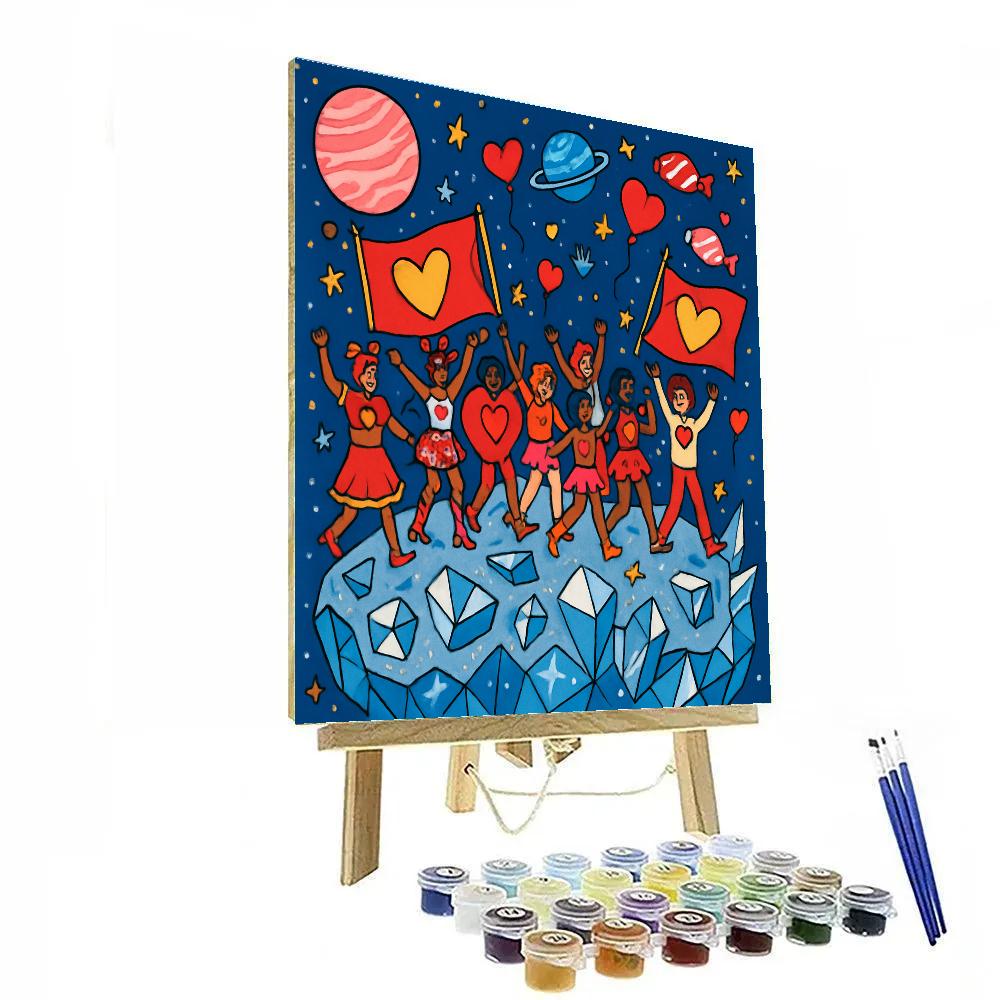 Valentines Day Parade On The Crystal Asteroid Paint by numbers kits