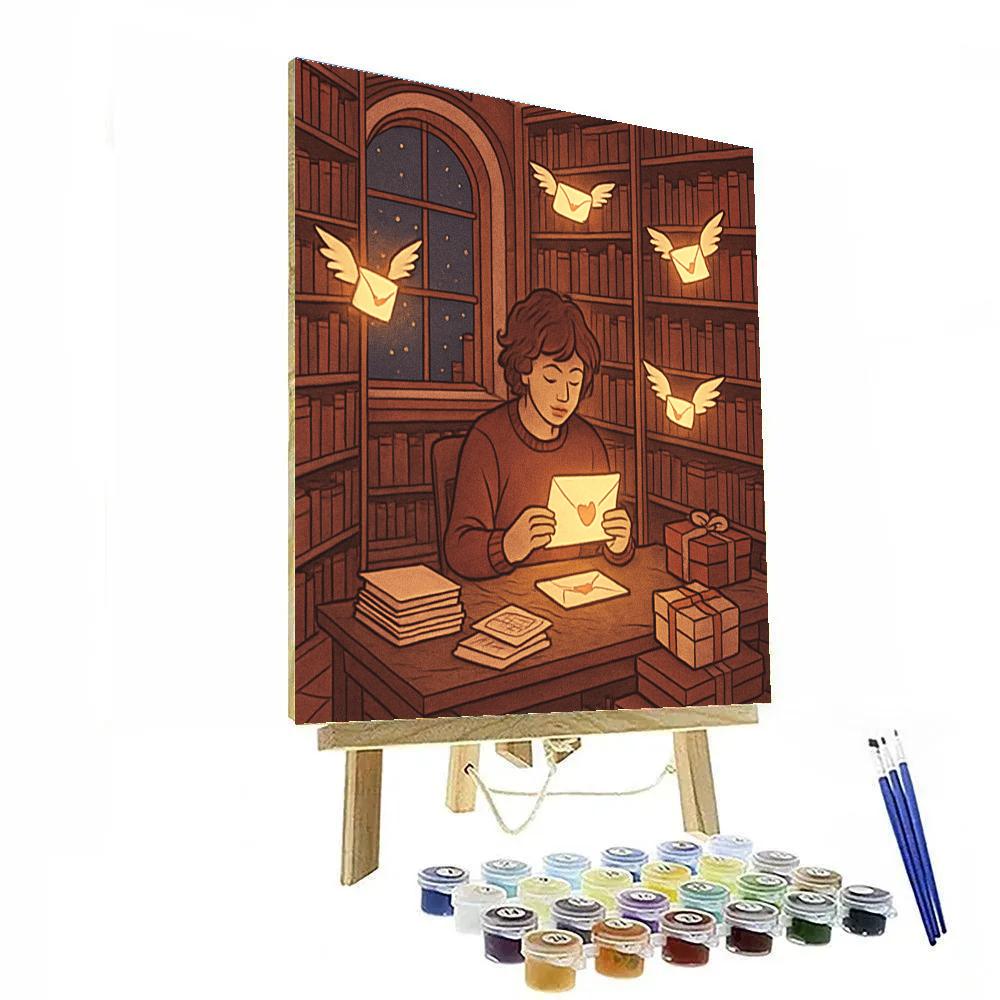 Midnight Library Of Forgotten Valentines Day Letters painting number kit