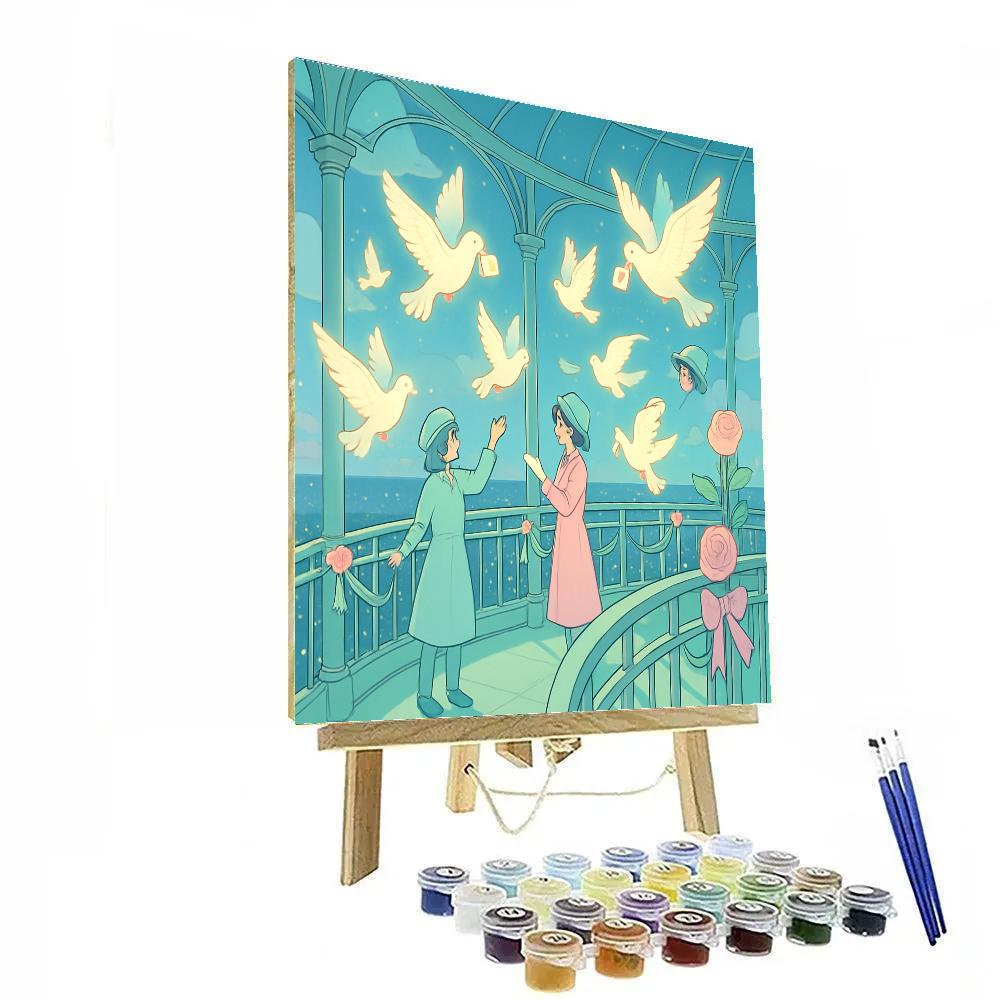 Valentines Day Aviary Of Starlit Doves Painting by numbers kit