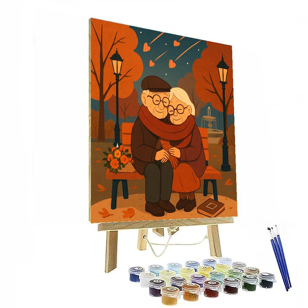 Park Bench Meteors On Valentines Day Evening Numbered painting kits