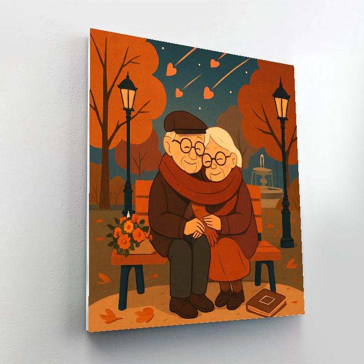 Park Bench Meteors On Valentines Day Evening Numbered painting kits