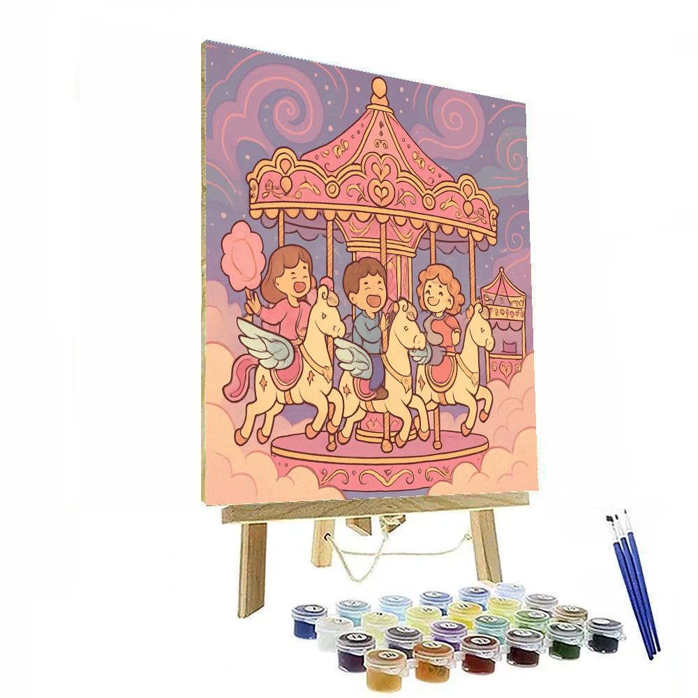 Valentines Day Carousel Among The Nebula Clouds paint by number