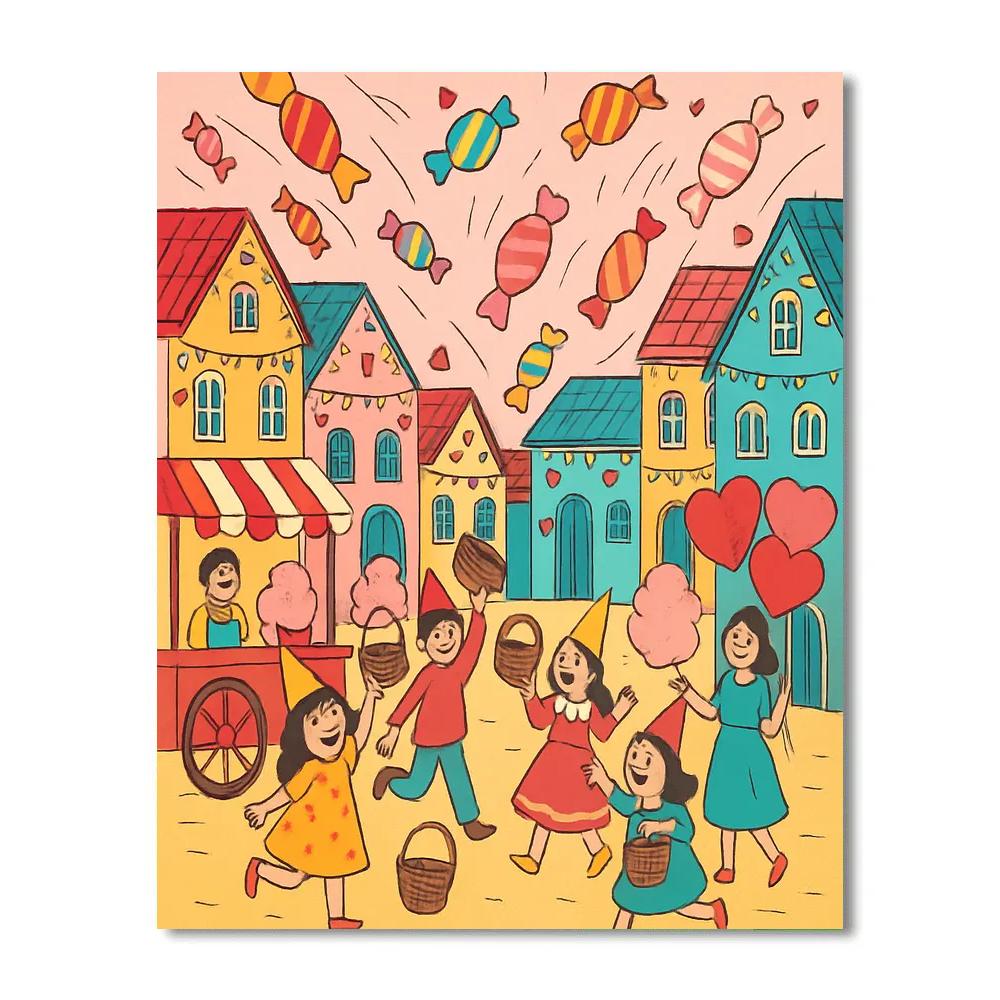 Candy Meteor Shower Valentines Day Festival Painting by numbers kit