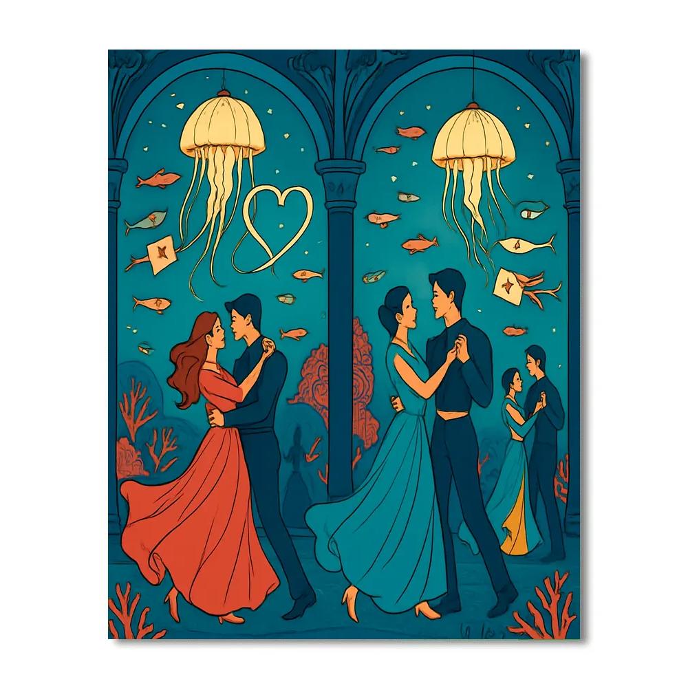 Undersea Nebula Valentines Day Ballroom painting number kit