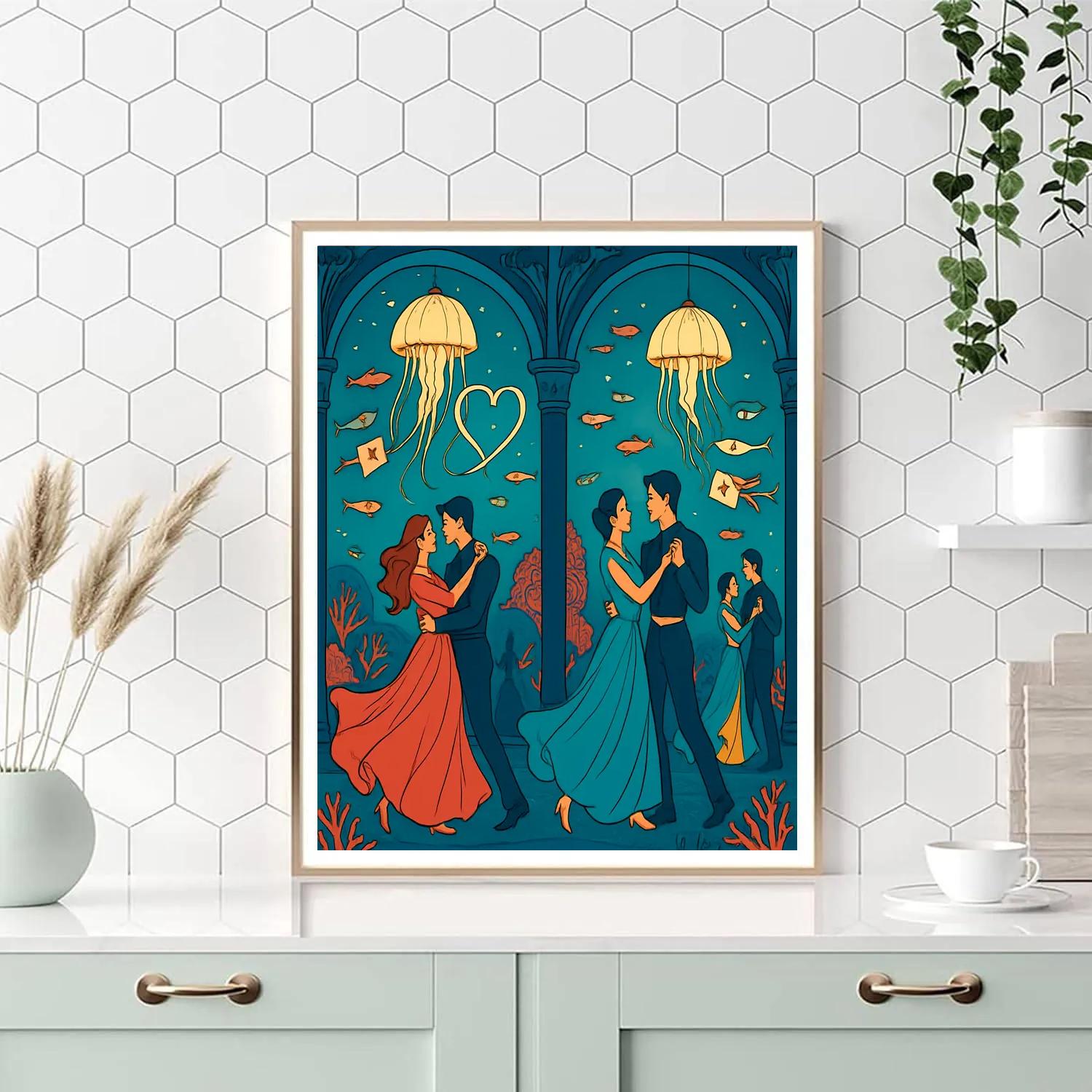 Undersea Nebula Valentines Day Ballroom painting number kit