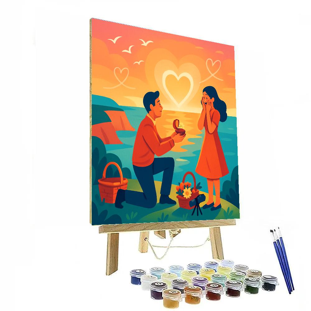Sunrise Cliff Valentines Day Proposal paint by numbers