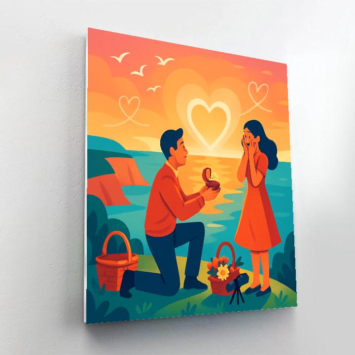 Sunrise Cliff Valentines Day Proposal paint by numbers