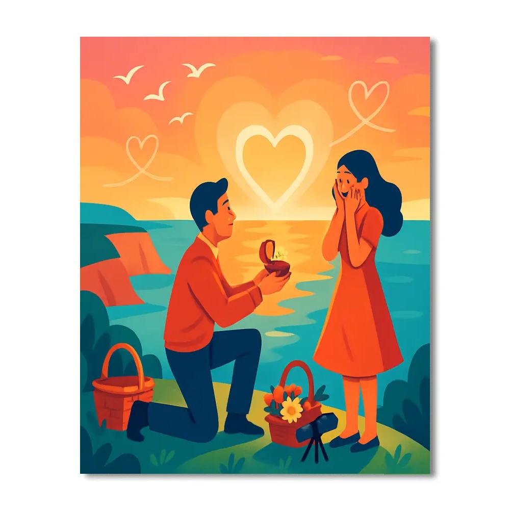Sunrise Cliff Valentines Day Proposal paint by numbers