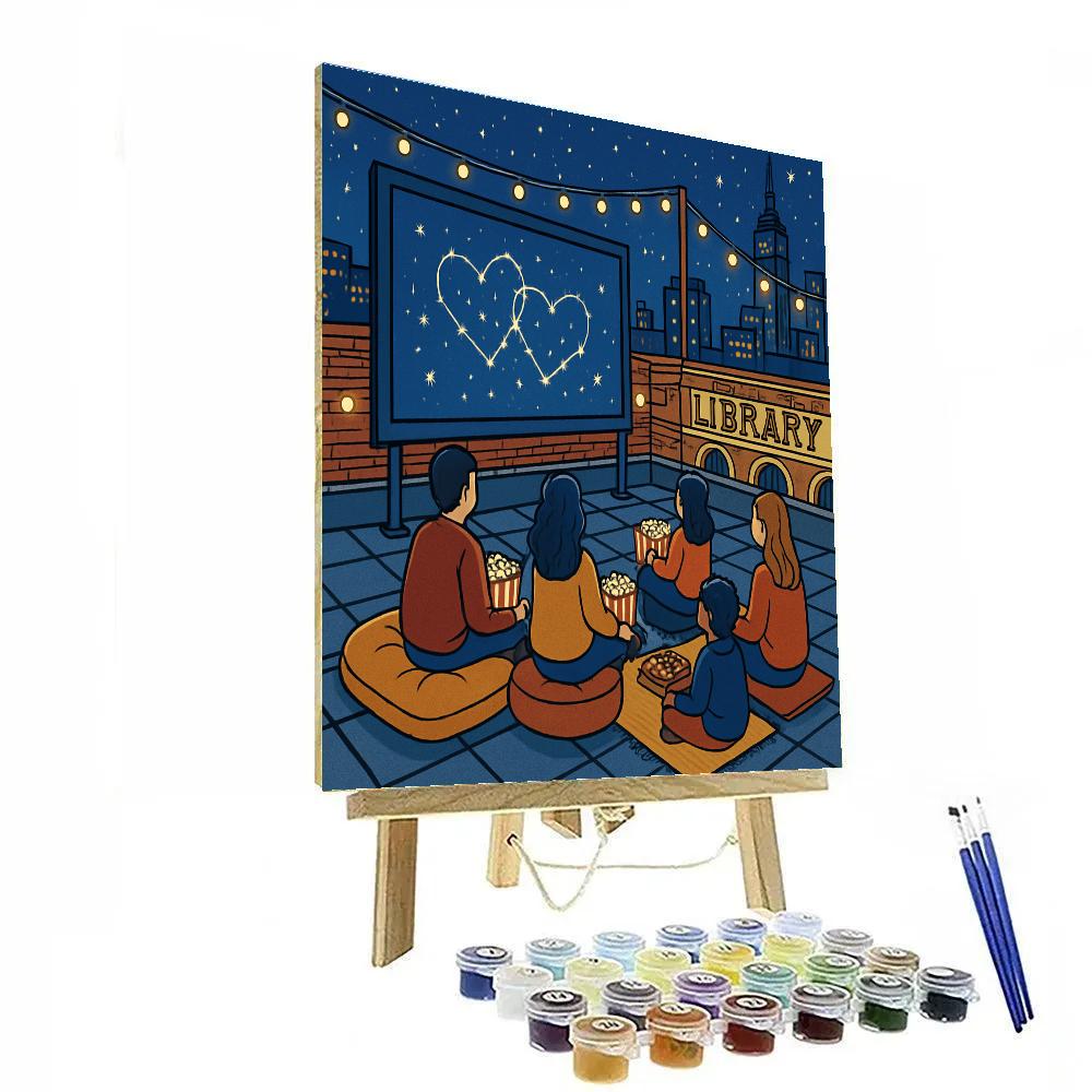 Library Rooftop Valentines Day Star Cinema Number painting