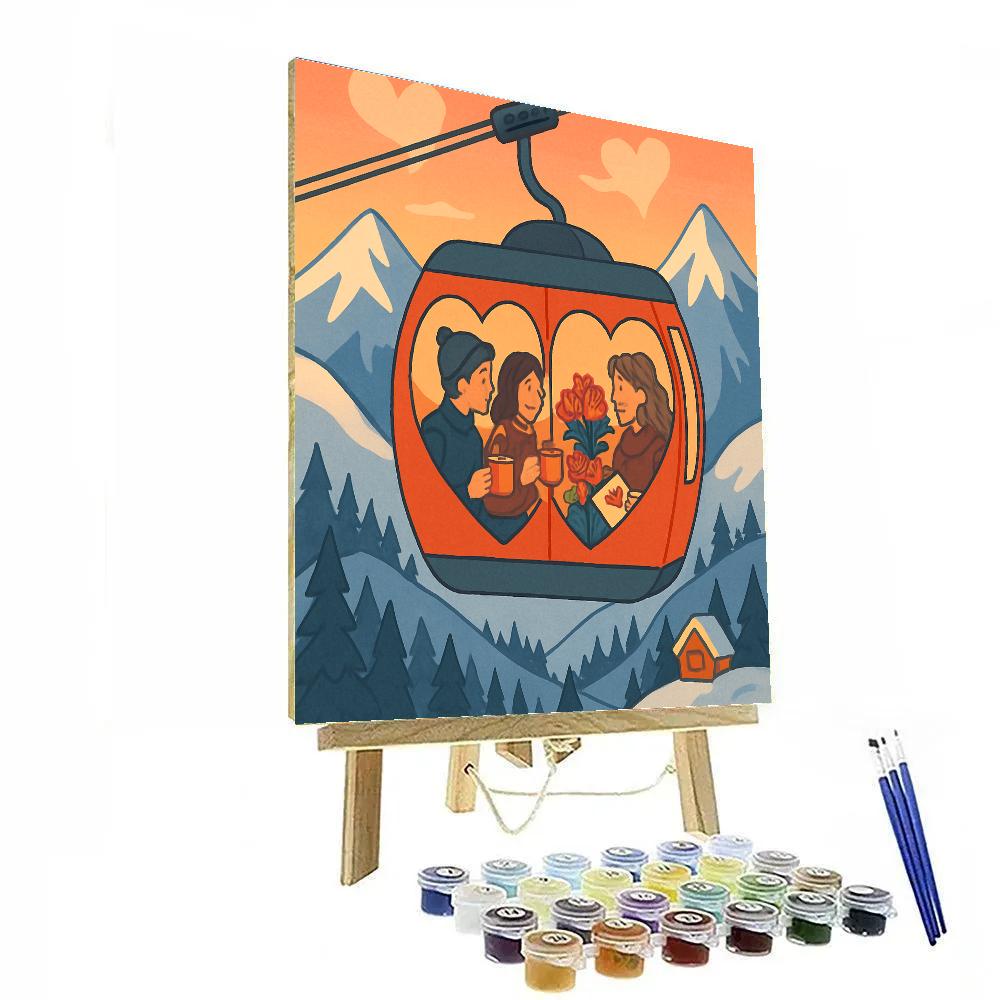 Mountain Cable Car Valentines Day Crossing paint by number