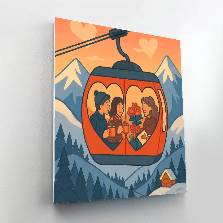 Mountain Cable Car Valentines Day Crossing paint by number