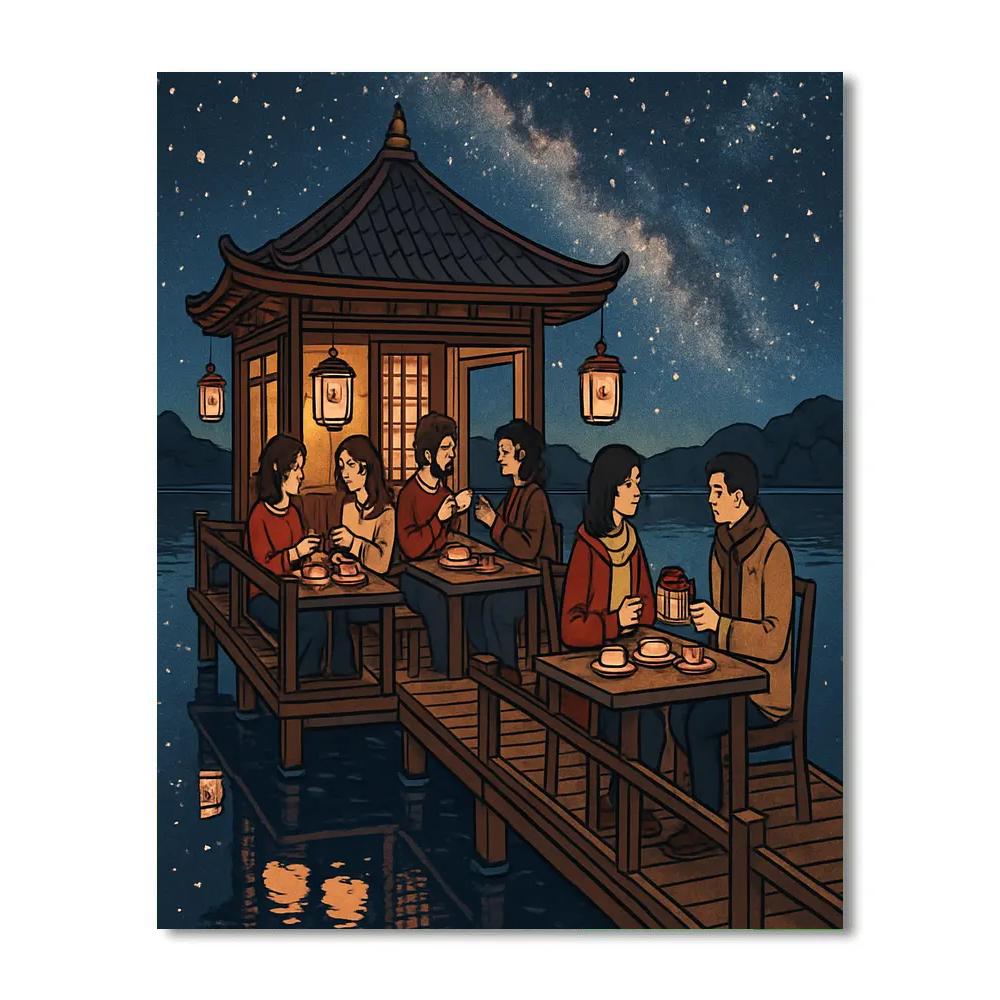 Tea House On The Valentines Day Star Pier painting number kit