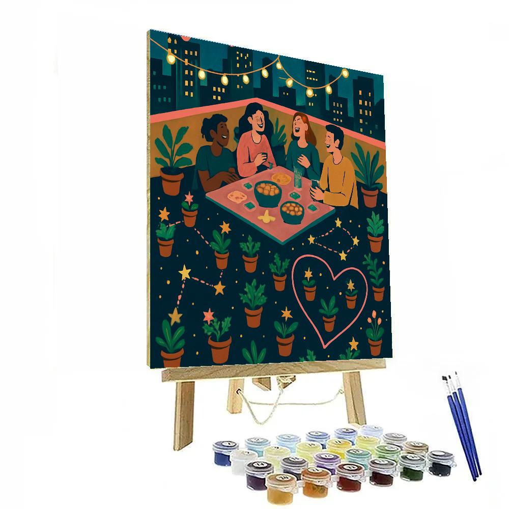 City Rooftop Valentines Day Garden Galaxy paint by number