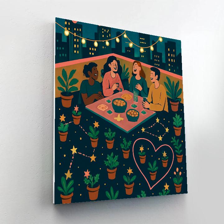 City Rooftop Valentines Day Garden Galaxy paint by number