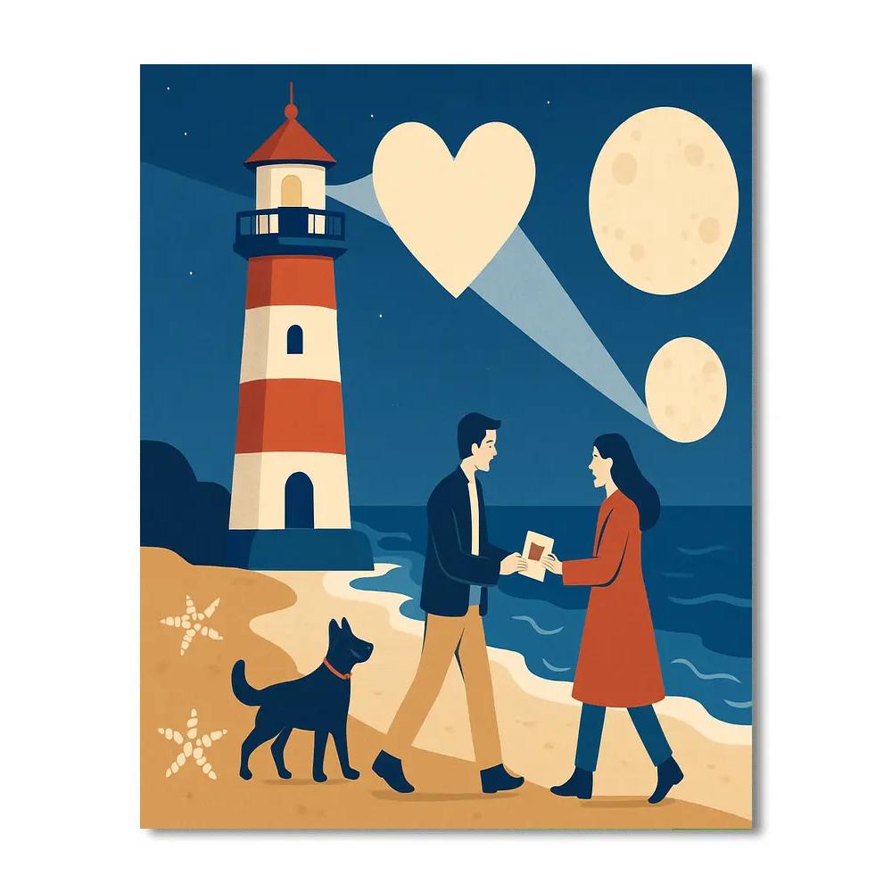 Valentines Day Lighthouse Of The Twin Moons paint by color
