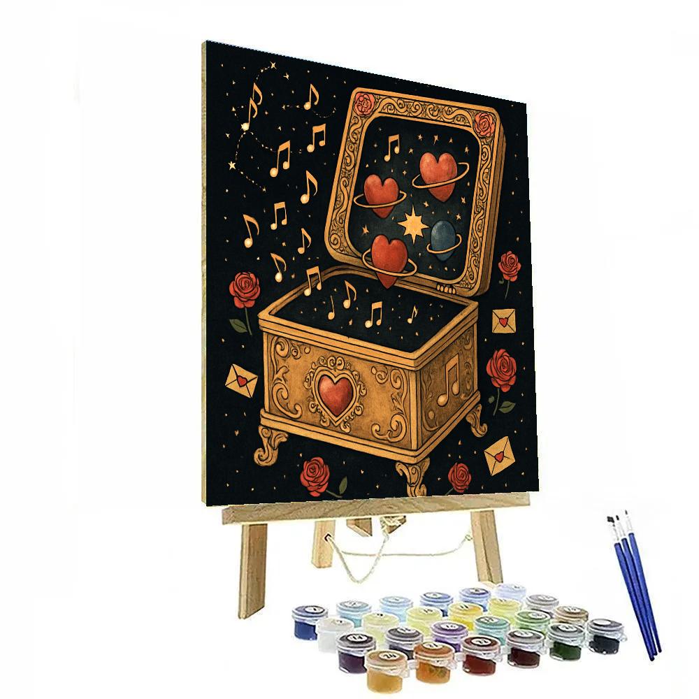 Valentines Day Music Box Orbiting Hearts Number painting